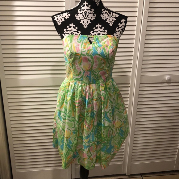 Lilly Pulitzer Richelle Strapless Tie Back Dress 6 - Picture 2 of 8